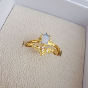 Moonstone engagement ring and matching band